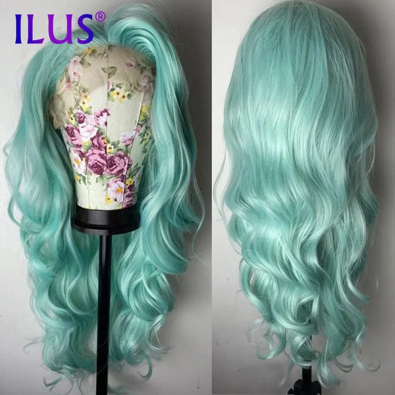 38 Inches / 003# Hot Sale Free Shipping Body Wave Pink/Purple/Mint Green Colored Lace Front Human Hair Wigs For Black Women HD Lace Frontal Wigs