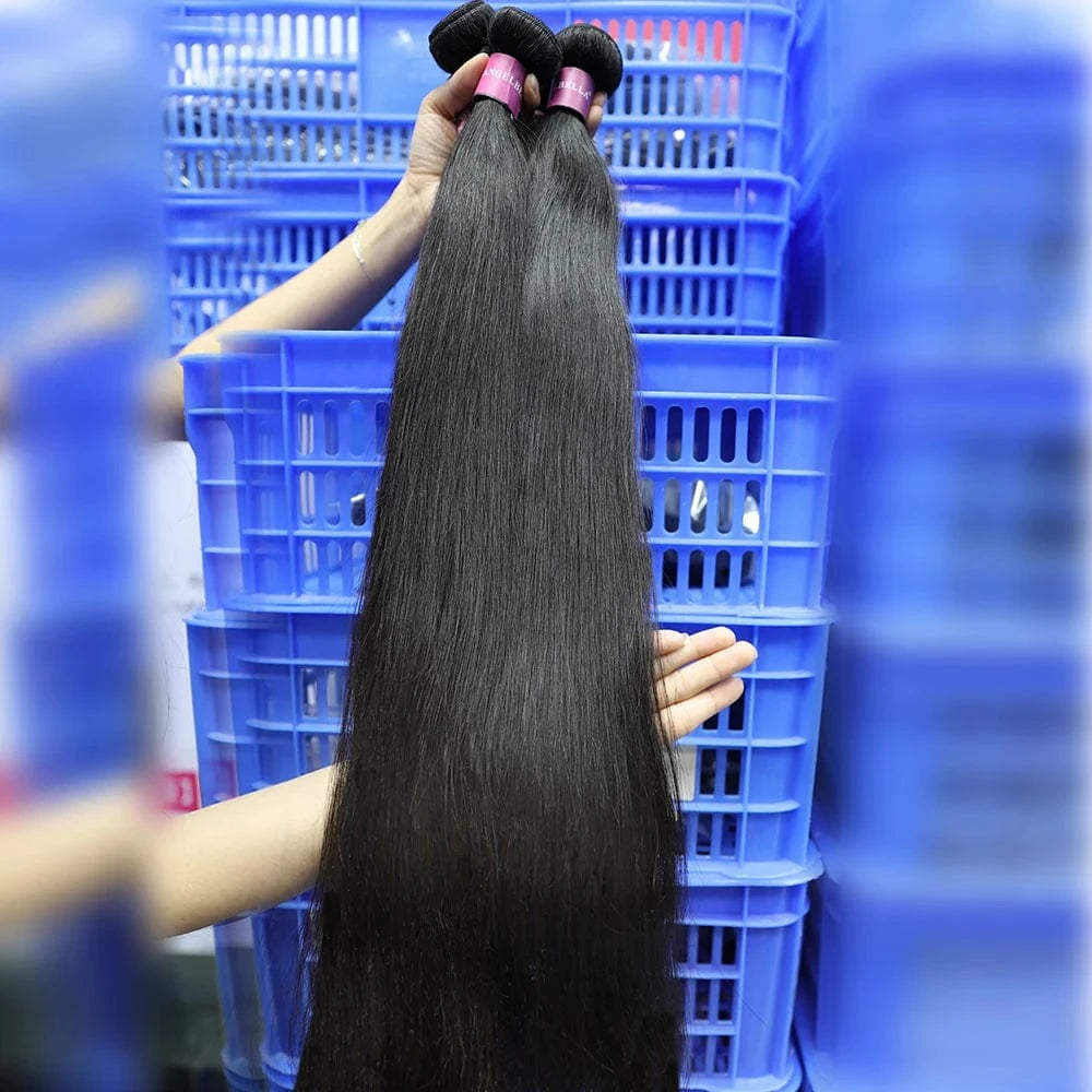 38 Inches / straight AngelBella Wholesale Human Hair Extension Natural Hair Extensions India Loose Wave Hair Braiding Extension Bundles