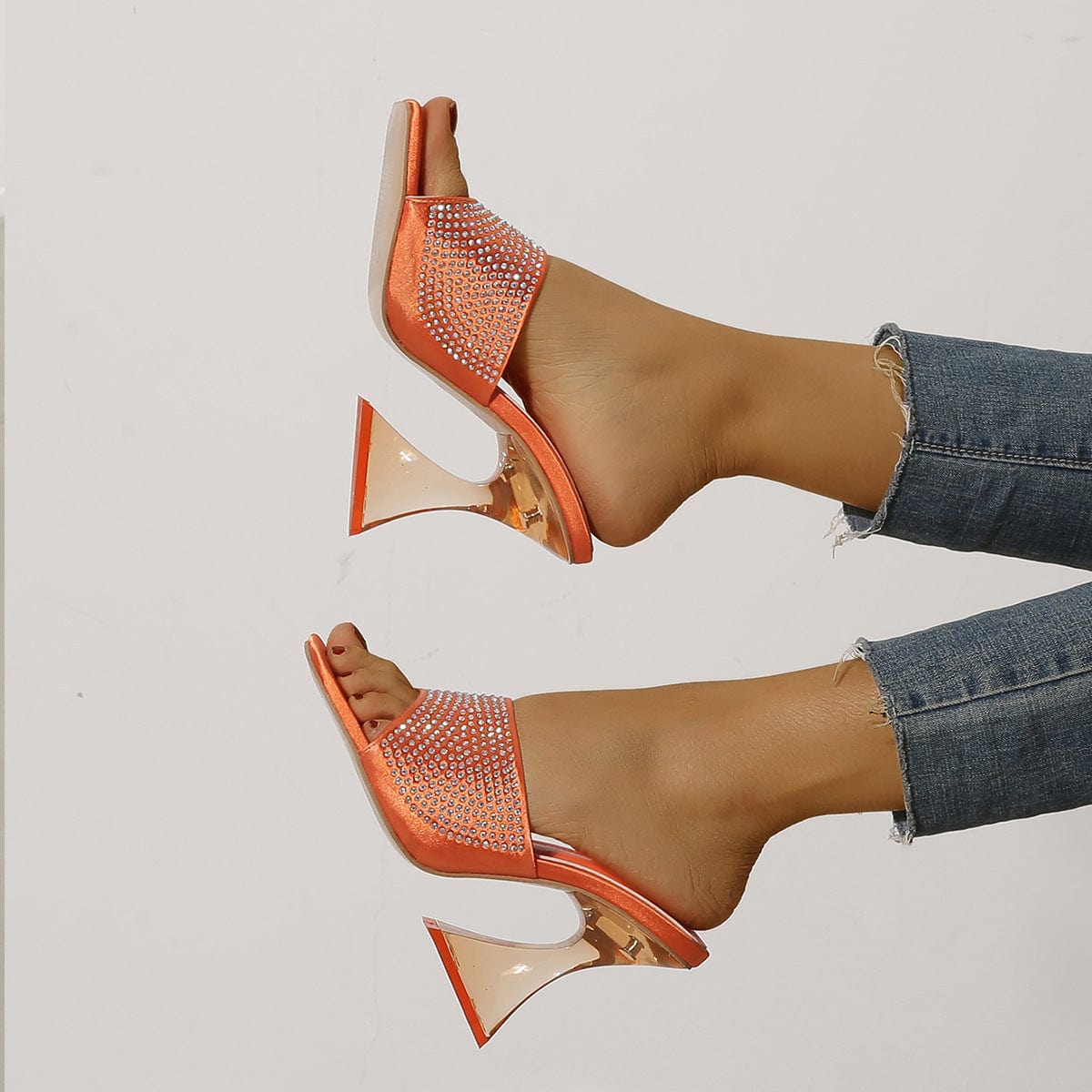 38 / Orange TX new arrivals High quality fashion Pointed orange high heel sandal womans girls shoes