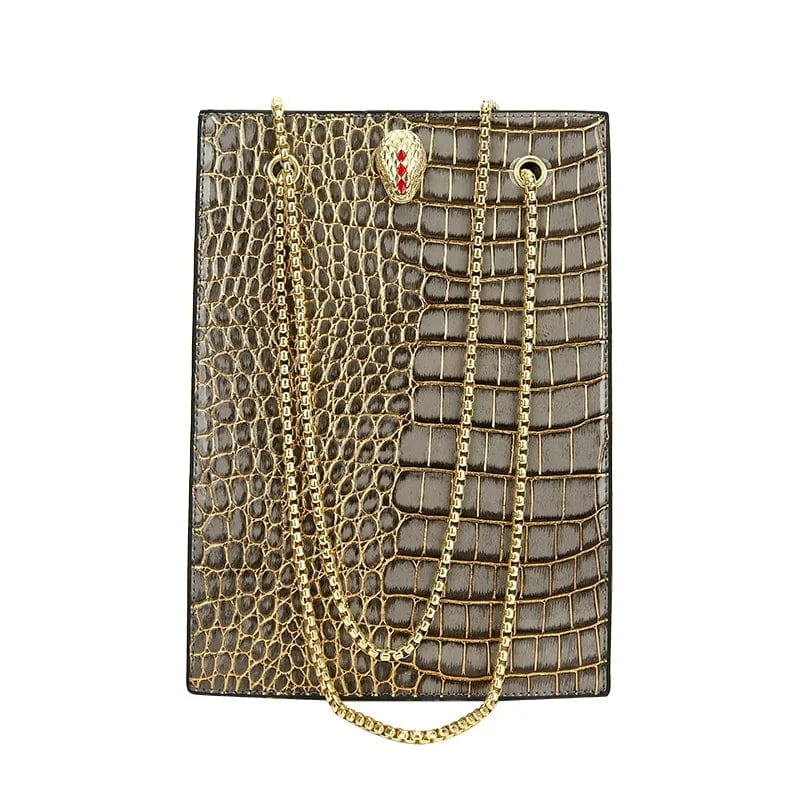 3856 Grey Women Bag Vintage Crocodile Pattern Crossbody Bags for Women PU Leather Trend Designer Shoulder Handbags Large Capacity Bucket