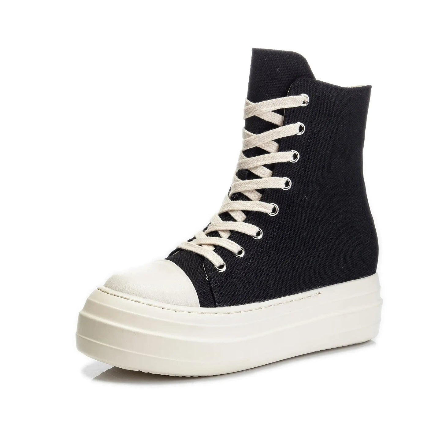 39 / Black canvas BUSY GIRL Plain PU chukka boots sweet color thick bottom plain lace up zipper canvas boots ankle boots bootie for women lady