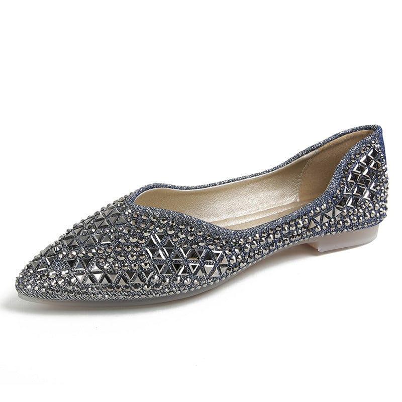 39 / Blue sh12328a Fashion designer diamond pointy flats for women and ladies shoes 2022