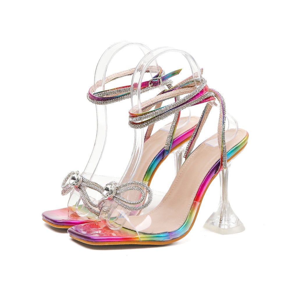 39 / Color Size 35-42 Summer Gladiator Party Dress Buckles Pumps Shoes Sexy Bling Rhinestone Bow High Heels Shoes Women Sandals Heels 2022