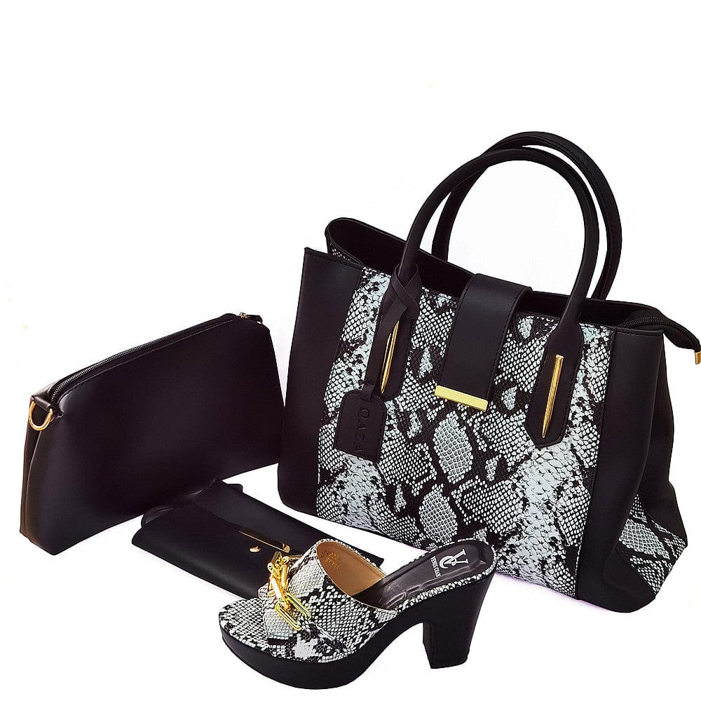39 / SAB 1382-2 black New Style Italian Shoes And Bag Set beautiful Pu Shoes Matching Bag Set Wedding Party Occasion Shoes