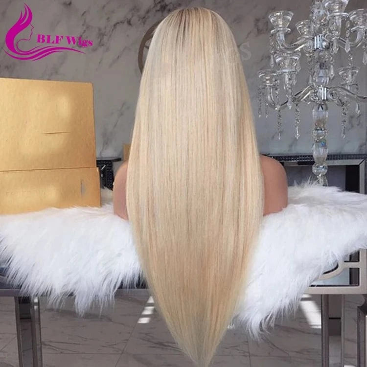 4 613 Blonde Ombre Malaysian Human Hair Full Lace Wig with Baby Hair