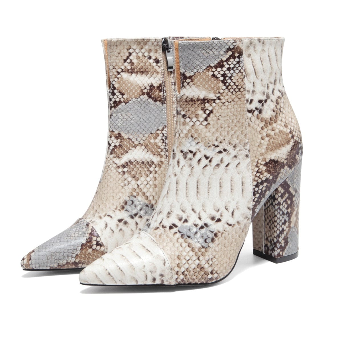 4 / As pictures Drop Shipping bottes femmes botas de mujer leather chunky Heel boot block heels lady shoes fashion snake skin women ankle boots