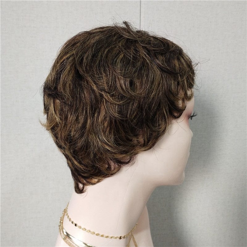 4 Inches / 1B 30 Drop shipping 1B 30 color machine made short pixie cut Bob Brazilian peruvian Human Hair Wig With Bang for black women