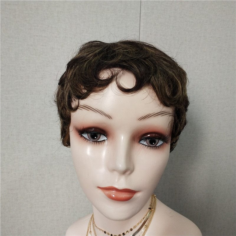 4 Inches / 1B 30 Drop shipping 1B 30 color machine made short pixie cut Bob Brazilian peruvian Human Hair Wig With Bang for black women