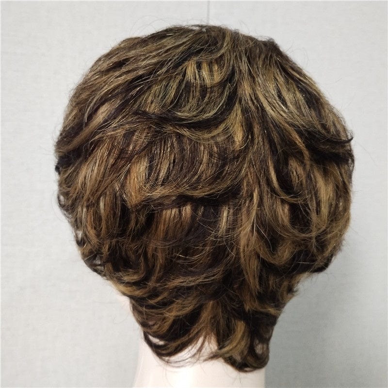 4 Inches / 1B 30 Drop shipping 1B 30 color machine made short pixie cut Bob Brazilian peruvian Human Hair Wig With Bang for black women