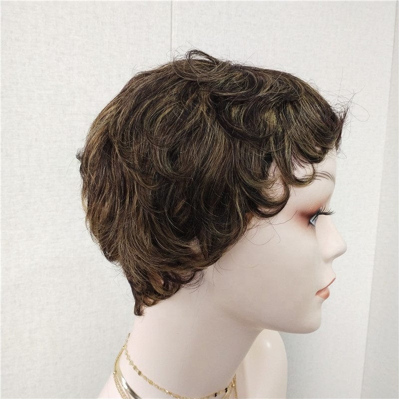 4 Inches / 1B 30 Drop shipping 1B 30 color machine made short pixie cut Bob Brazilian peruvian Human Hair Wig With Bang for black women