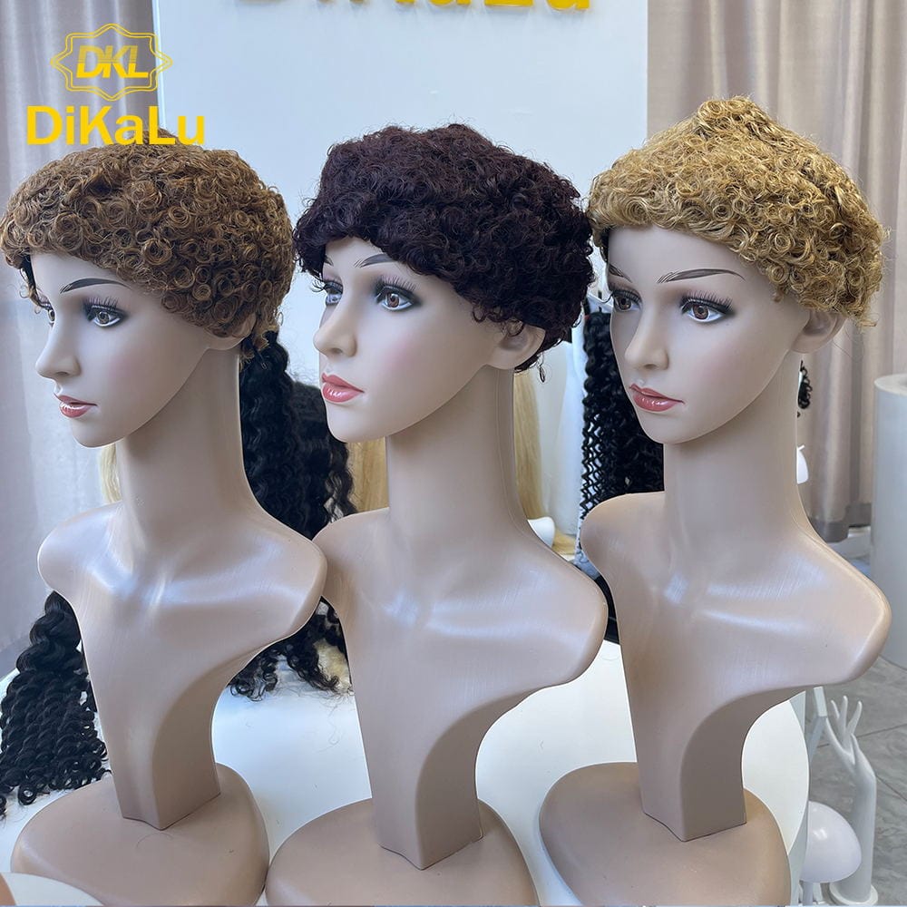 4 Inches / 30# wholesale Machine made hair wig 1B/2#/4#/99j/27#/30# color Afro Kinky Curly wig 100 % human hair short wigs for black women