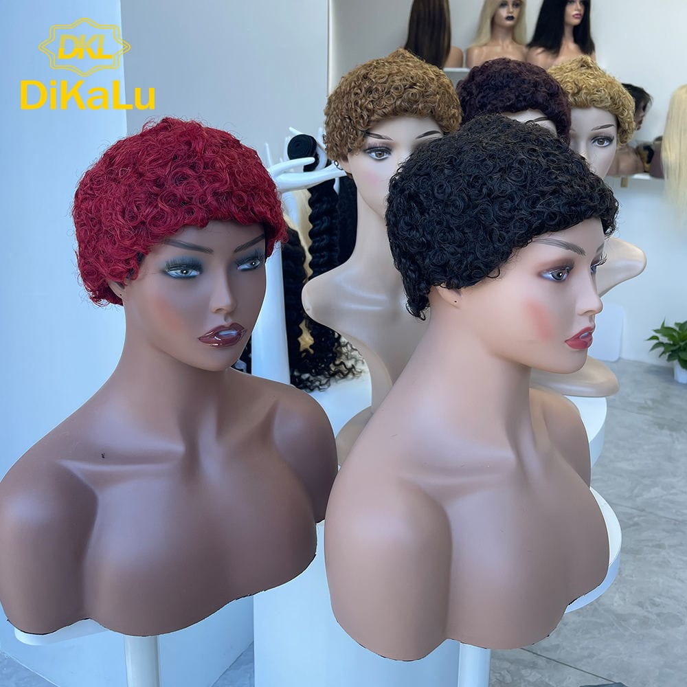 4 Inches / bug wholesale Machine made hair wig 1B/2#/4#/99j/27#/30# color Afro Kinky Curly wig 100 % human hair short wigs for black women