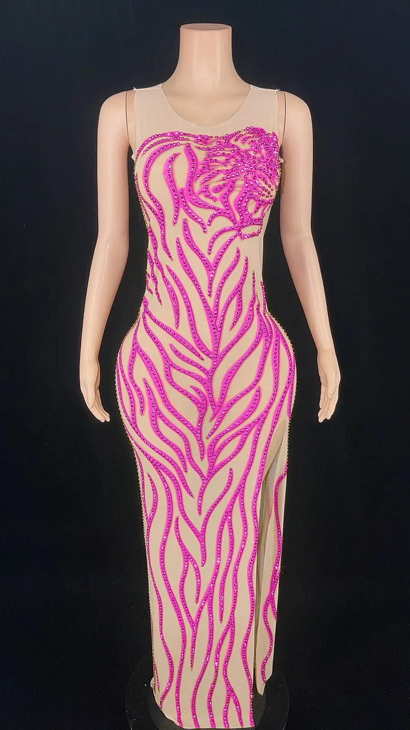 4 / rose red Novance Y2890 Plus Size Womens Evening Gown 2024 Gala Clothes  Sleeve Luxury Evening Dress With Rhinestones For Birthday Party