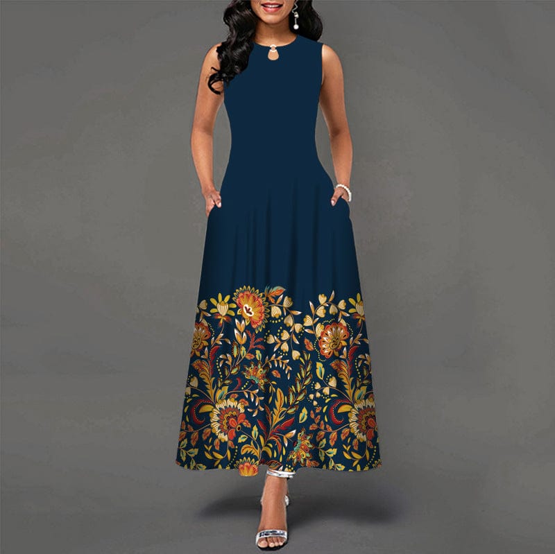4 XL / #07 Dropshipping Hot summer fashion latest women's high waist summer party evening beach sleeveless long dress