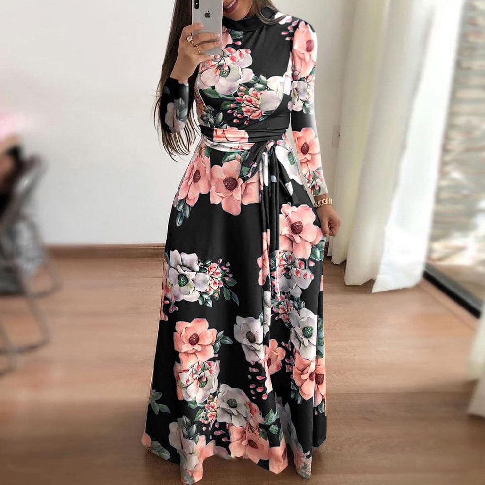 4 XL / 4 2022 European Clothing Plus Size Women Clothing Casual Dress 4xl 5xl Floral Layered Ruffle Off Shoulder Plus Size Maxi Dress