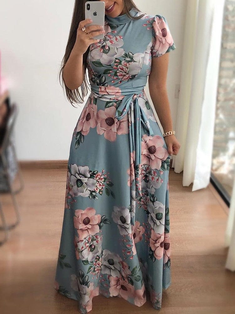 4 XL / 5 2022 European Clothing Plus Size Women Clothing Casual Dress 4xl 5xl Floral Layered Ruffle Off Shoulder Plus Size Maxi Dress