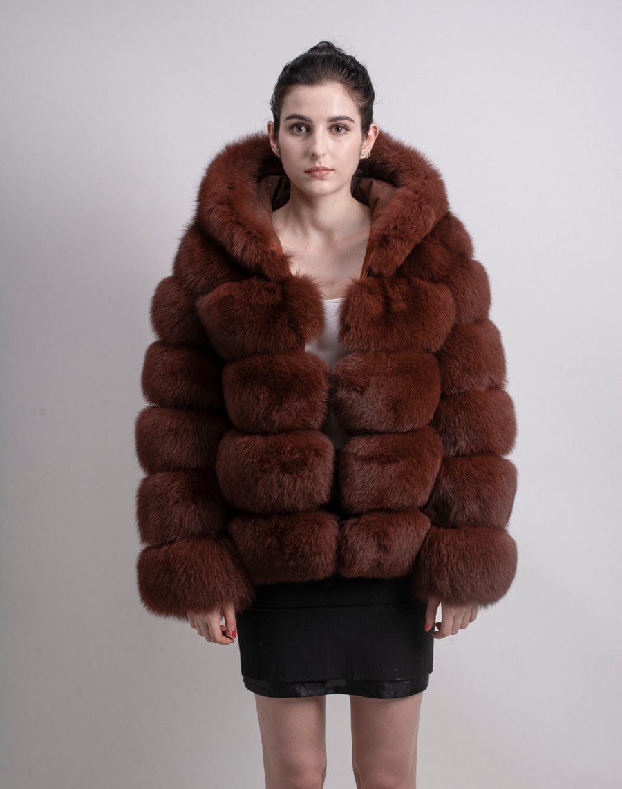 4 XL / apricot QIUCHEN-QC8143 arrival thick fur coat real fox fur jacket with hood stand collar outfit hoodies plus size coats fo