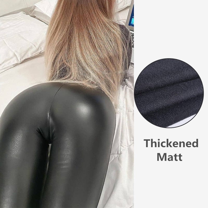 4 XL / Black- Thickened Matt PDEP 2022 New sexy tight brown pu leather street wear pants women slim plus size vegan leather pants for ladies