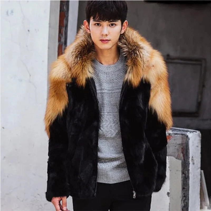 4 XL / Brown Wholesaler Casual men winter fur jacket For Plus Size Men Fur Jacket