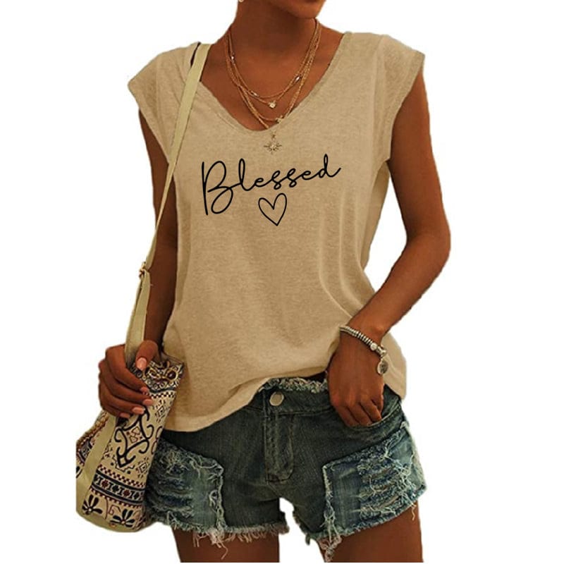 4 XL / Khaki faith Blessed shirts for women drop t-shirts american clothing tshirts with tshirt custom logo printed y2k cotton shirt
