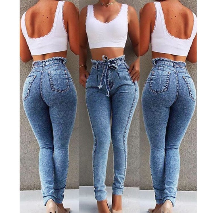 4 XL / Light Blue Wholesale Vintage Mom High Waist Plus Size Pantalones Ripped Distressed Boyfriend Jeans Denim Women