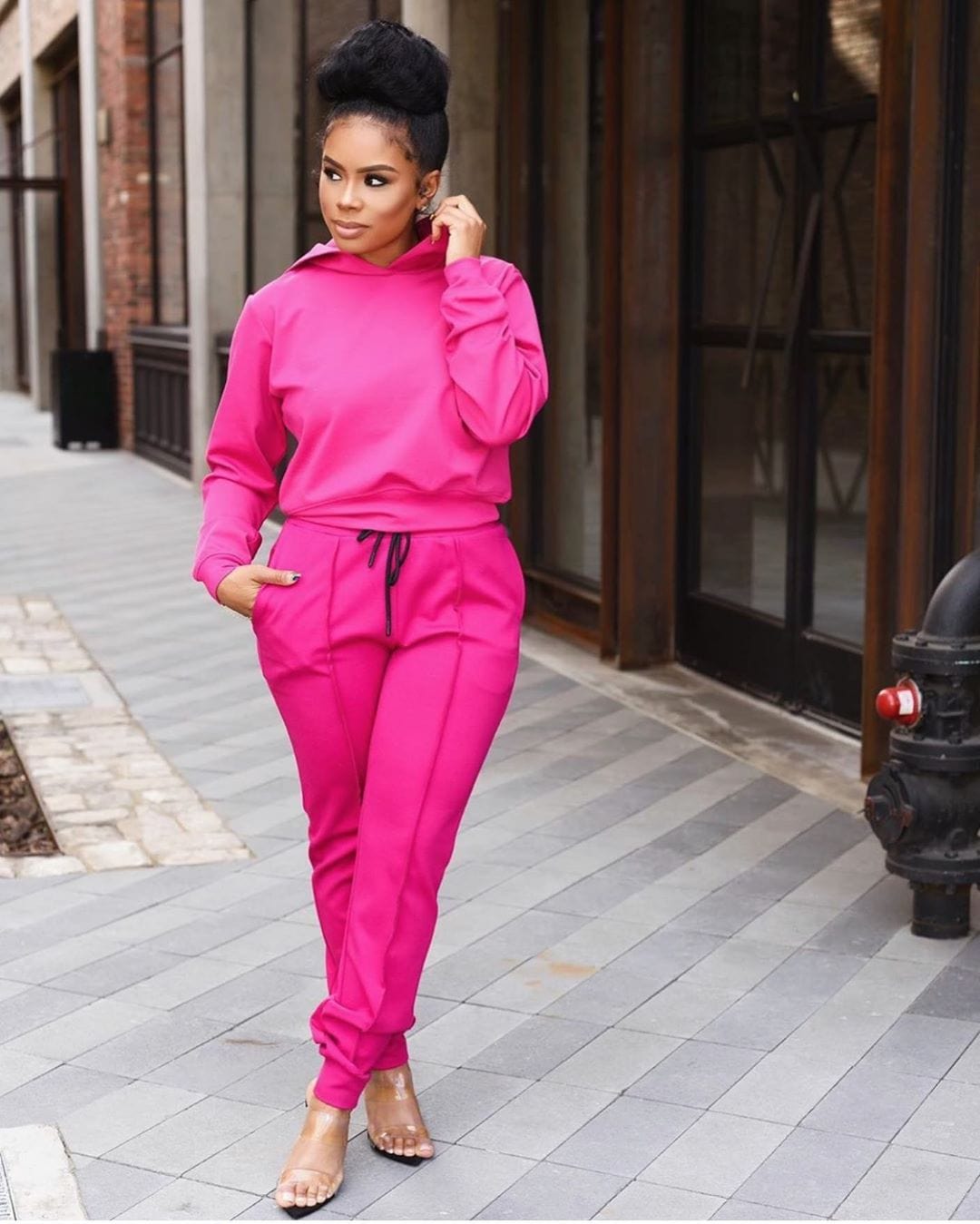 4 XL / Rose Madder Plus Size Women Clothing Two Piece Set Ladies Casual Hoodie Set Gym Long Sleeve Sporty Tracksuits Sweatpants And Hoodie Set