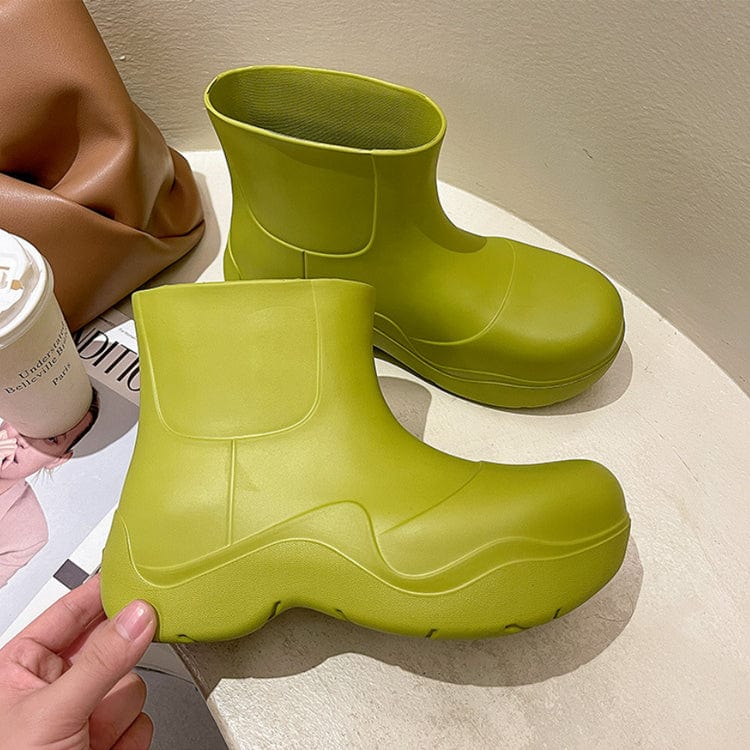 40-41 / Green New Solid Color Round Toe Shoes Thick Soled Short Rain Boo Women Ladies Rain Boots