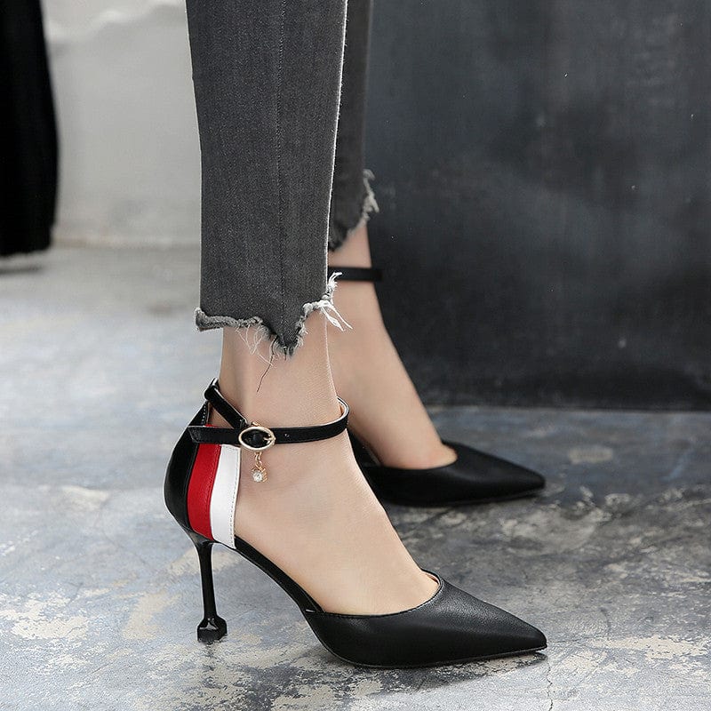 40 / black 7cm sh11410a New design popular ladies heels shoes 2022 summer buckle strap size 43 women heels