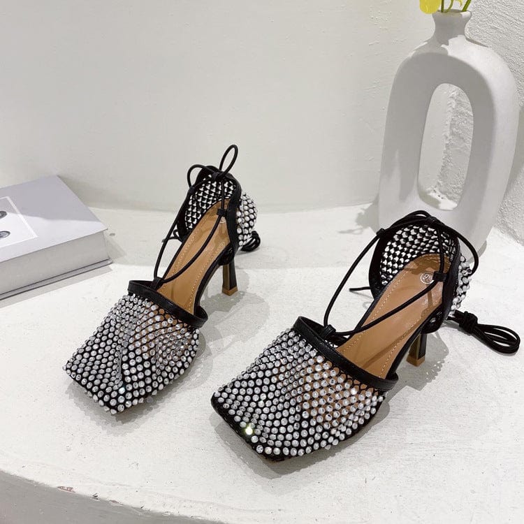 40 / black TX New Arrivals low price Colorful Designs cross strap low stiletto high heeled designer sandals