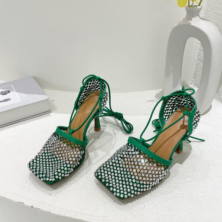 40 / green TX New Arrivals low price Colorful Designs cross strap low stiletto high heeled designer sandals