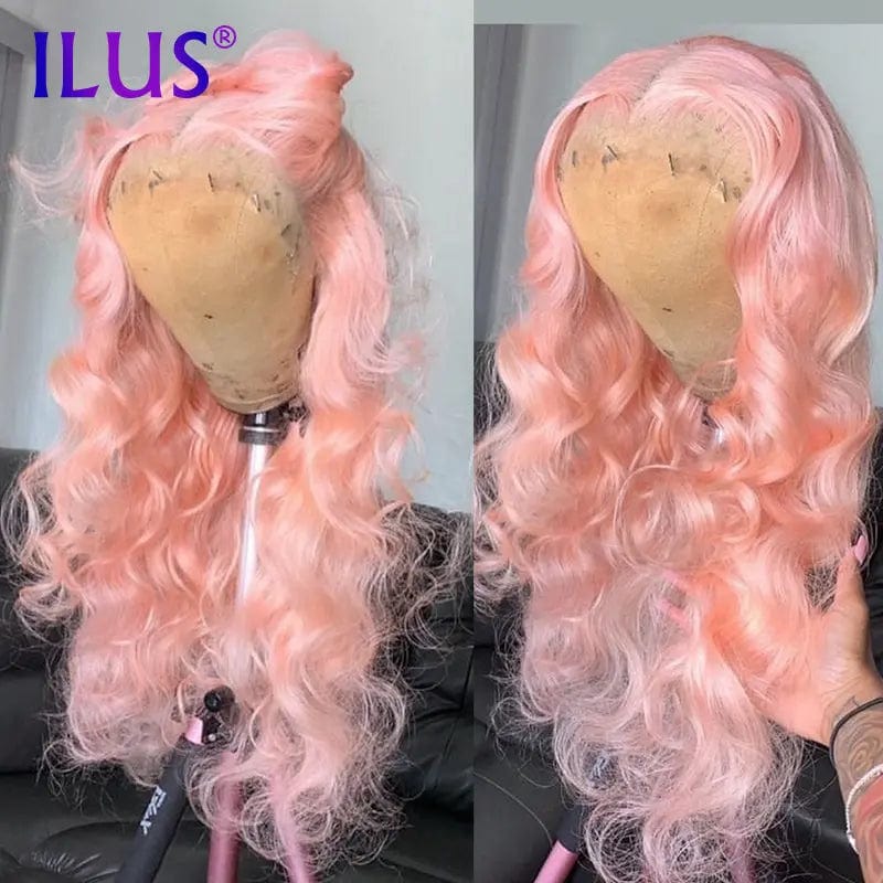 40 Inches / 002# Hot Sale Free Shipping Body Wave Pink/Purple/Mint Green Colored Lace Front Human Hair Wigs For Black Women HD Lace Frontal Wigs