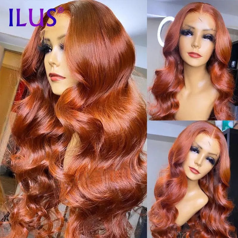 40 Inches / Orange Hot Sale Free Shipping Wigs Orange Ginger Color Loose Wave HD Transparent Lace Front Human Hair Wigs For Black Women Human Hair