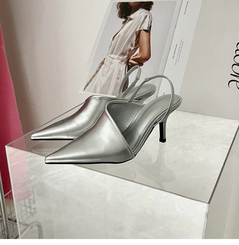 40 / silver Silver black wine red fluorescent yellow white spring and summer 2023 new fashion pointed high heel sandals