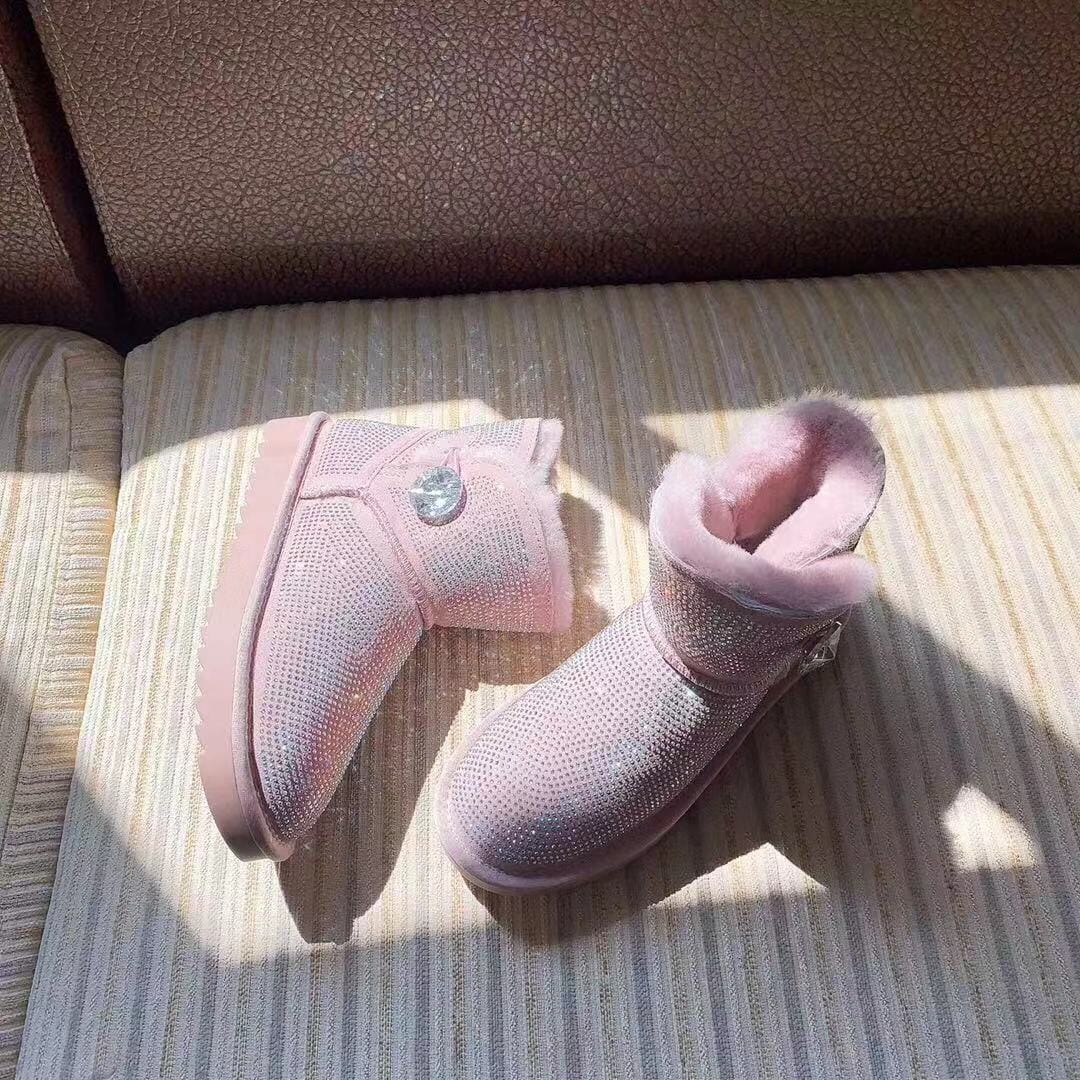41 / 2 women warm soft Thick bottom Plush for ladies multi color winter shoes cow leather faux sheep fur with bow cute snow boots
