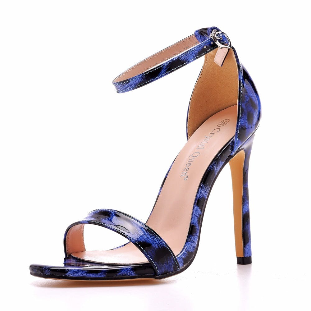 41 / Blue S4511F Plus Size Sexy Leopard Print High Heel Stiletto Fish Mouth Open Toe Bridal Wedding Shoes
