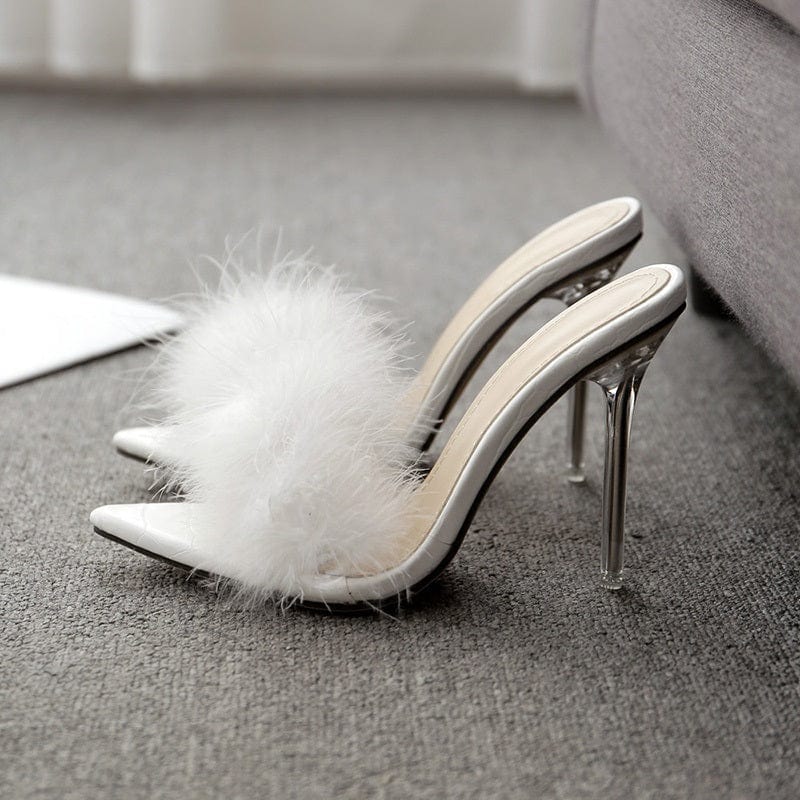 41 / White Hot sale 2022 new style Mao Mao net red half care fashion water gold heel sandals and slippers