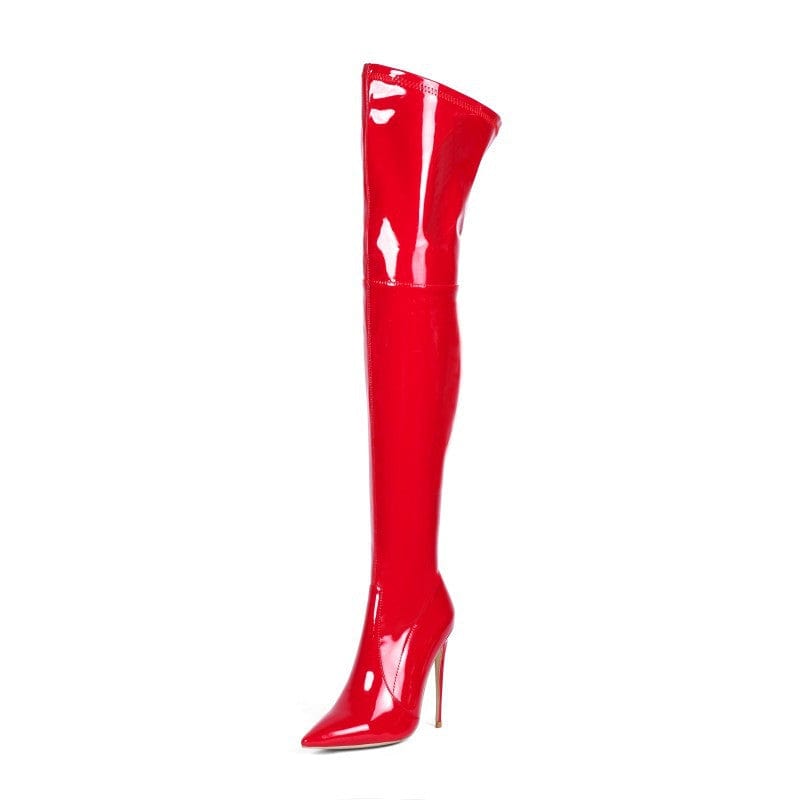 42 / 5 TX Autumn and winter new pointed toe stiletto heel gray red apricot rose red womens fashion boots