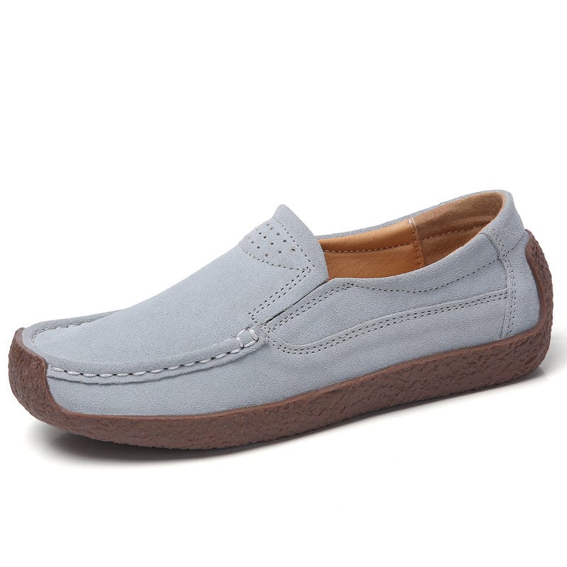 42 / Grey sh11749a Hand made genuine leather slip-resistant lady loafer shoes plus size
