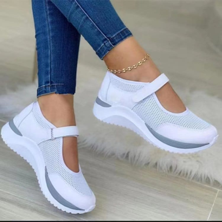 42 / White Round toe knitted platform sandals women's large size mesh Rome sneakers female casual shoes wholesale platform sandals