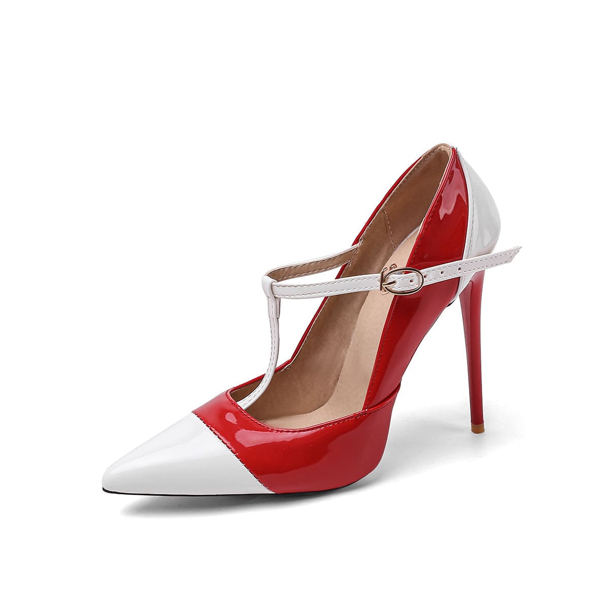43 / 1 TX New spring new pointed toe high heels stiletto leather red wedding sandals women