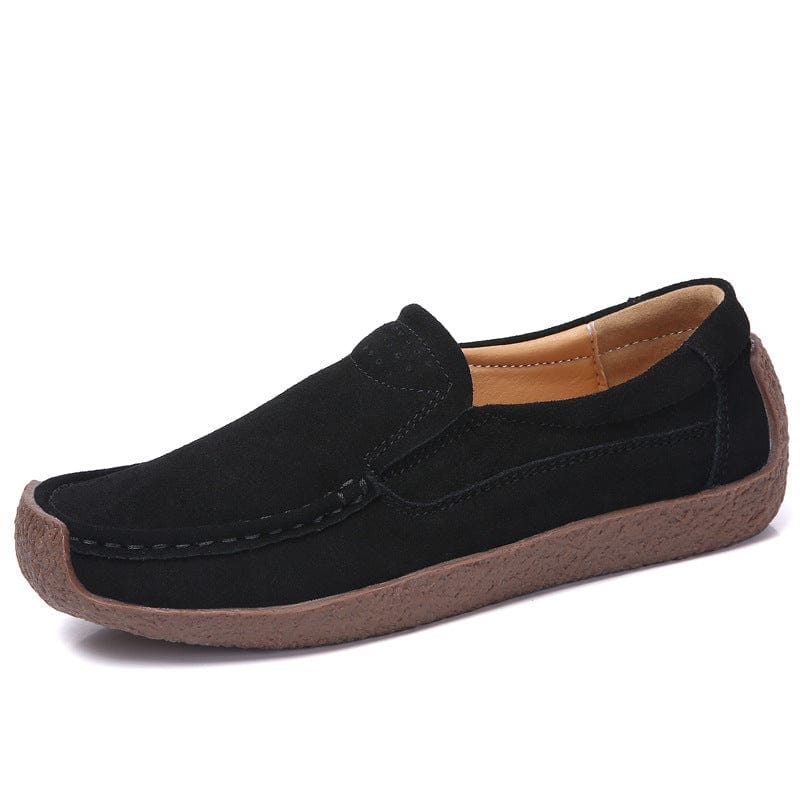 43 / black sh11749a Hand made genuine leather slip-resistant lady loafer shoes plus size