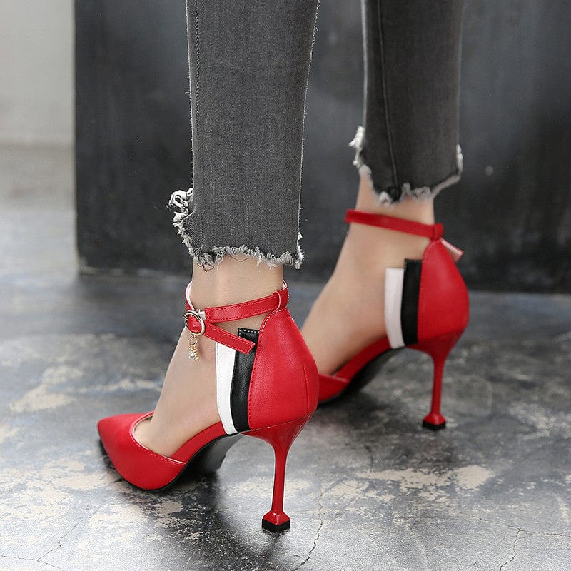 43 / red 7cm sh11410a New design popular ladies heels shoes 2022 summer buckle strap size 43 women heels
