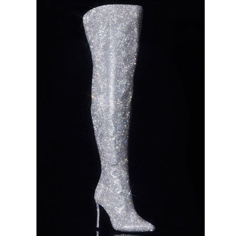 44 / 1 TX Colored bright diamond pointed toe over the knee stiletto fashion street ladies boots knee high