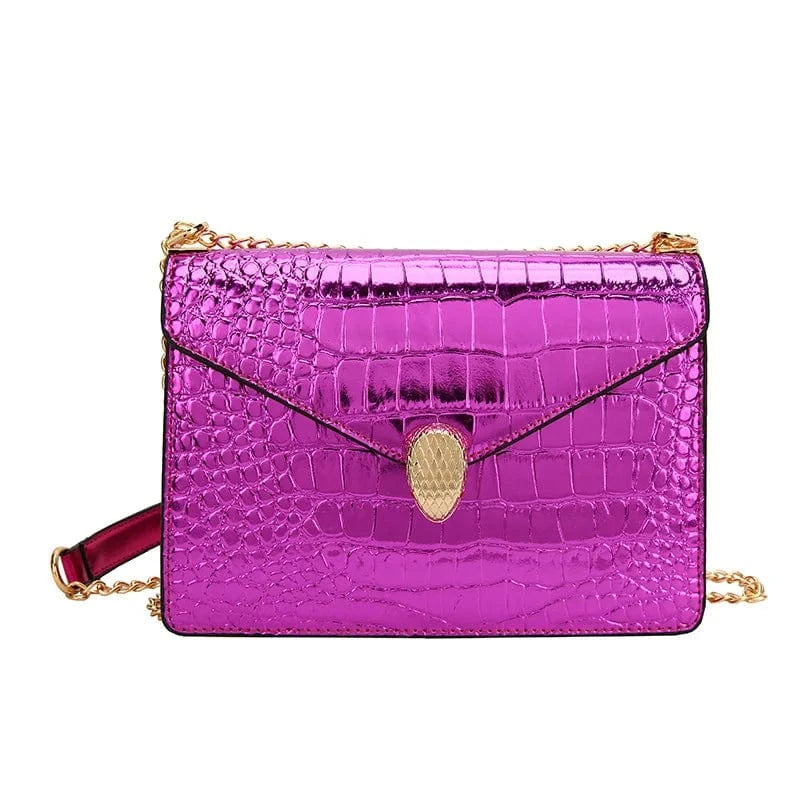 4968 Purple Designer Crocodile Pattern Leather Women Handbags Luxury Brand Ladies Shoulder Messenger Bags High Quality Leather Tote Bag