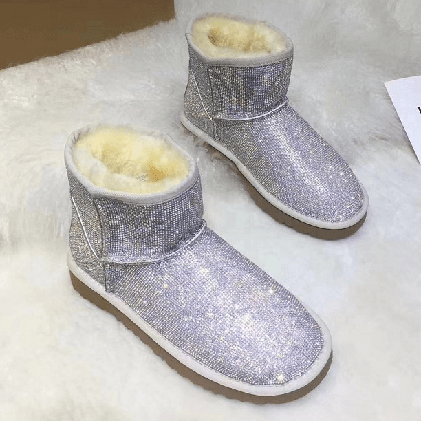 5 / Colorful Sparkle glitter light colorful silver buling buling winter snow real sheep fur women warmer boots