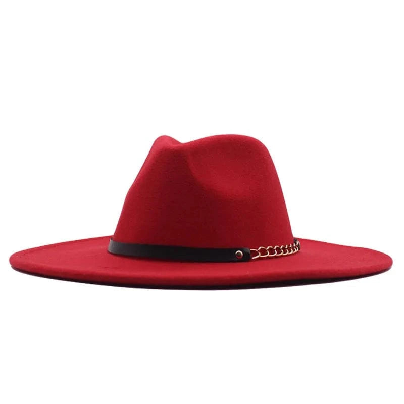 5 fashion sombrero cap hat  multi-color felt women fedora hats wholesale with chain belts