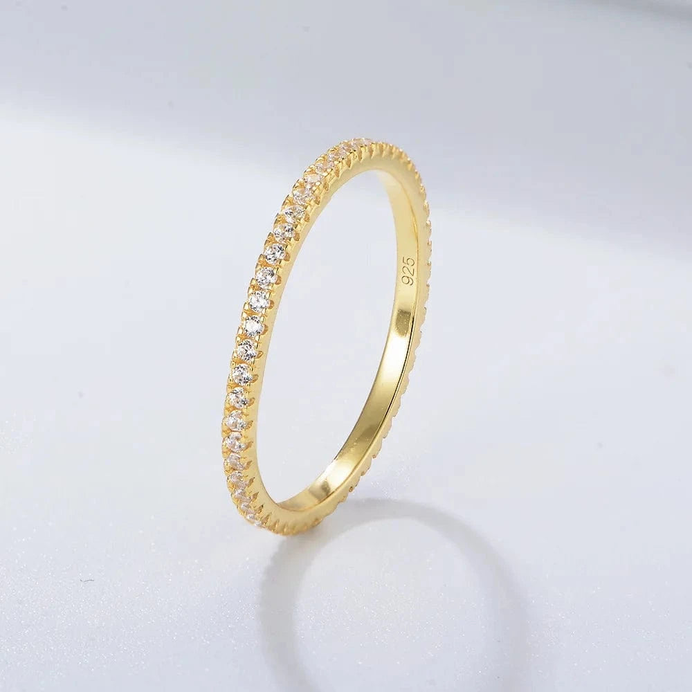 5 / White Fashion Jewelry 925 Sterling Silver Rings 18K Gold Plated Silver 925 Wedding Rings Rainbow Diamond Ring Girls Women Jewelry