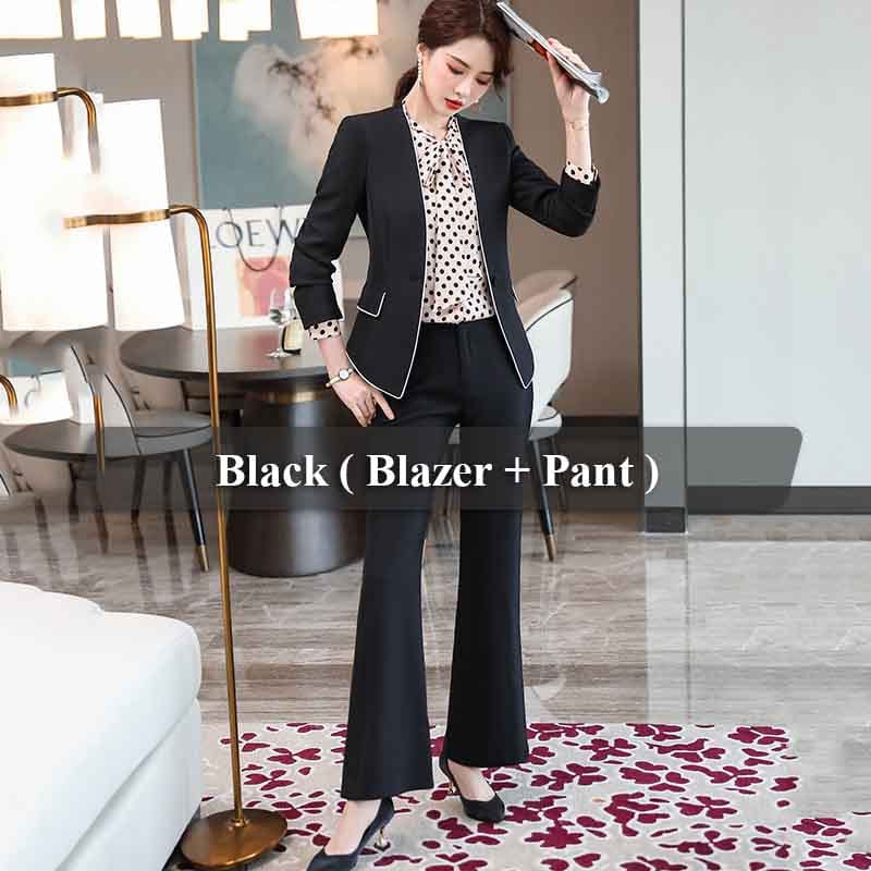 5 XL / 2 Piece Black Pant Suit China Factory Direct Sell 2 Piece Suit Set for Women White Pant Suits Business Office Lady Work Wear Formal Blazer with Trouser