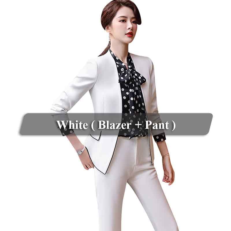 5 XL / 2 Piece White Pant Suit China Factory Direct Sell 2 Piece Suit Set for Women White Pant Suits Business Office Lady Work Wear Formal Blazer with Trouser