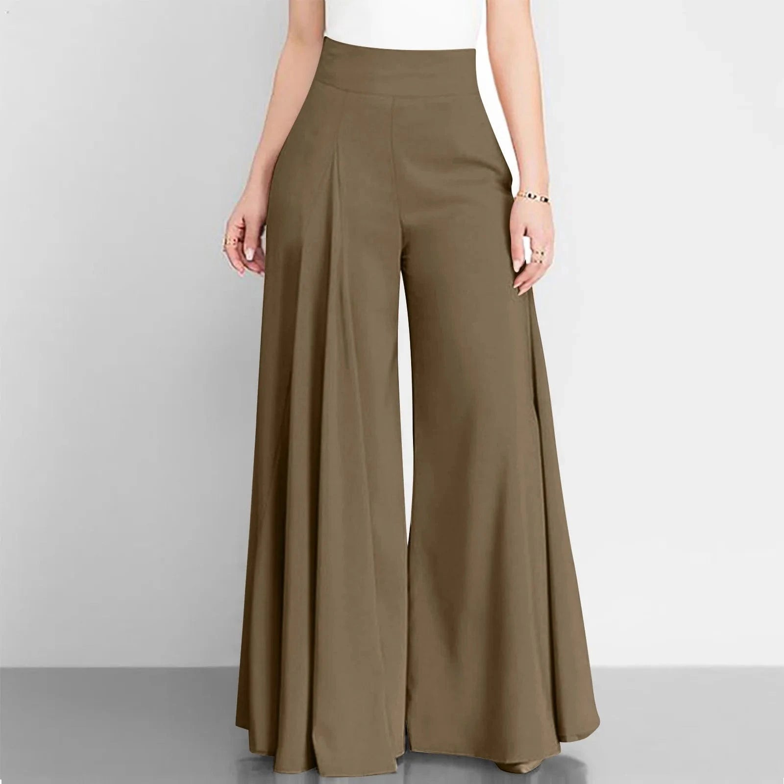 5 XL / Camel Hot Selling  solid  High Waist Wide Leg Pants For Woman